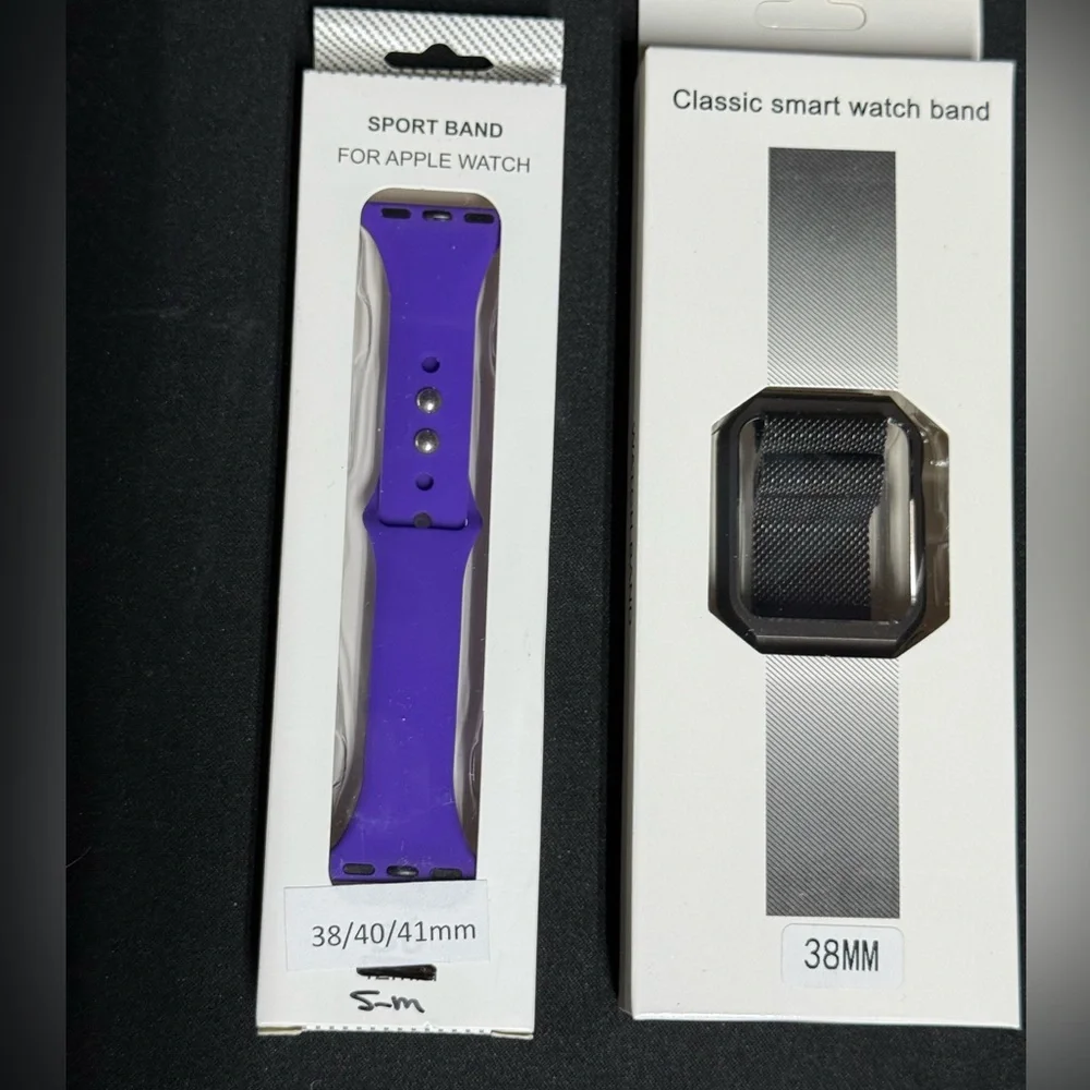 NEW Purple Sport Band and Black Classic Magnetic Band & Face Cover 38/40/41mm